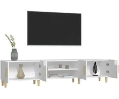 TV staliukas Televizoriaus spintelė, balta, 180x31,5x40cm, mediena, blizgi