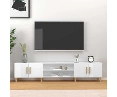 TV staliukas Televizoriaus spintelė, balta, 180x31,5x40cm, mediena, blizgi