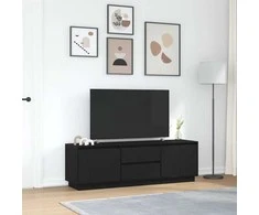 TV staliukas Televizoriaus spintelė su LED apšvietimu, juoda, 160,5x41x50 cm