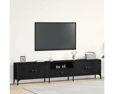 TV staliukas Televizoriaus spintelė su stalčių juoda ąžuolo 200 x 25 x 44 cm