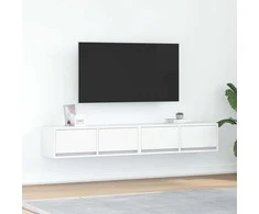 TV staliukas Televizoriaus spintelės, 2vnt., baltos, 80x31x25,5 cm, mediena