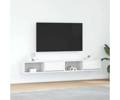 TV staliukas Televizoriaus spintelės, 2vnt., baltos, 100x31x25,5 cm, mediena