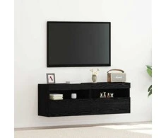 TV staliukas TV sieninė spintelė su LED 2 pcs juoda ąžuolo 60 x 30 x 40 cm
