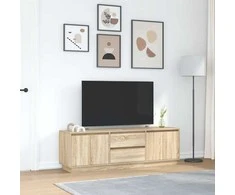 TV staliukas TV spintelė su LED lemputėmis, ąžuolo spalvos, 160,5x41x50 cm
