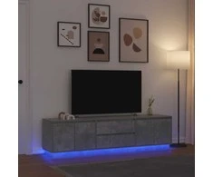 TV staliukas TV spintelė su LED lemputėmis, betono pilka, 193,5x41x50 cm