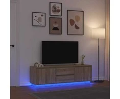 TV staliukas TV spintelė su LED lemputėmis, ąžuolo spalvos, 160,5x41x50 cm