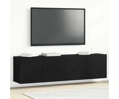 TV staliukas TV spintelės, 2 vnt., juodo ąžuolo spalvos, 160x30x41 cm, inžinerinė mediena