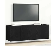 TV staliukas TV spintelės, 2 vnt., juodo ąžuolo spalvos, 120x30x41 cm, inžinerinė mediena