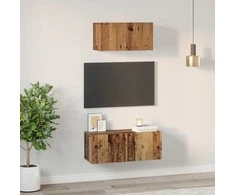 TV staliukas TV spintelių komplektas 2 pcs Senovinis medis Apdirbta mediena
