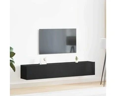 TV staliukas TV spintelių komplektas 2 pcs Juodas ąžuolas Apdirbta mediena