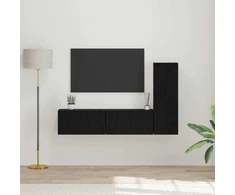 TV staliukas TV spintelių komplektas 3 pcs Juodas ąžuolas Apdirbta mediena