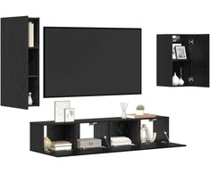 TV staliukas TV spintelių komplektas 4 pcs Juodas ąžuolas Apdirbta mediena
