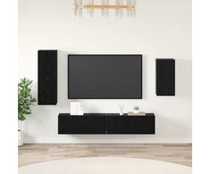 TV staliukas TV spintelių komplektas 4 pcs Juodas ąžuolas Apdirbta mediena