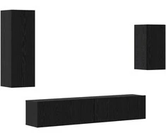 TV staliukas TV spintelių komplektas 4 pcs Juodas ąžuolas Apdirbta mediena