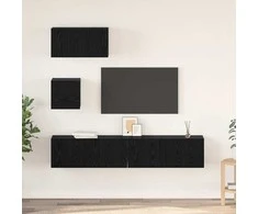 TV staliukas TV spintelių komplektas 4 pcs Juodas ąžuolas Apdirbta mediena