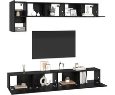 TV staliukas TV spintelių komplektas 5 pcs Juodas ąžuolas Apdirbta mediena