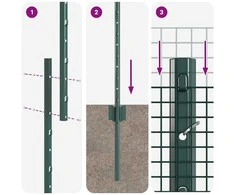Suvirintas vielos tvora su stulpeliais 50 x 1 m Žalia Tinklelis