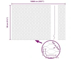 Hexagonal Fence with Post 100 x 0,8 m PVC dengtas plienas Pilka