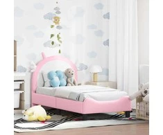 Lova Vaikiška Lovo Rėmas su Galvūgaliu Rožinė 70 x 140 cm PU