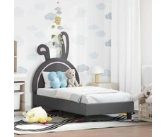 Lova Vaikiška Lovo Rėmas su Galvūgaliu Šviesiai pilka 70 x 140 cm PU