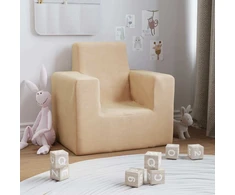 Vaikiška sofa, kreminės spalvos, minkštas pliušas