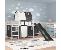 Lova Vaikų Lofto Lovos Rėmas Balta ir juoda 100 x 190 cm Metalas