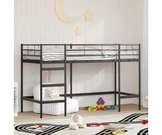Lova Vaikų Lofto Lovos Rėmas Juoda 99,5 x 190 cm Plienas