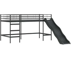 Lova Vaikų Lofto Lovos Rėmas Juoda ir mėlyna 90 x 200 cm Metalas