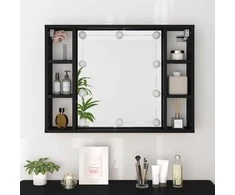 Veidrodinė spintelė su LED apšvietimu, juoda, 76x15x55cm