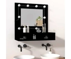 Veidrodinė spintelė su LED apšvietimu, juoda, 60x31,5x62cm