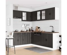 Virtuvinių spintelių komplektas, 11 dalių, Porto, juoda