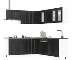 Virtuvinių spintelių komplektas, 11 dalių, Lucca, juoda