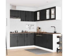 Virtuvinių spintelių komplektas, 11 dalių, Lucca, juoda