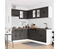 Virtuvinių spintelių komplektas, 11 dalių, Lucca, juoda
