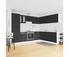 Virtuvinių spintelių komplektas, 14 dalių, Lucca, juoda