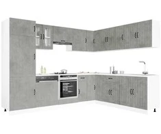 Virtuvinių spintelių komplektas, 14 dalių, Lucca, betono pilka