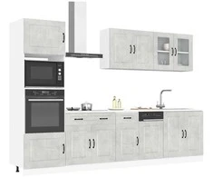 Virtuvinių spintelių komplektas, 7 dalių, Kalmar, betono pilka
