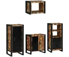 Vonios baldų rinkinys su stalčių 4 pcs Kietas atkurtas medis (Atnaujinta)