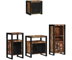 Vonios baldų rinkinys su stalčių 4 pcs Kietas atkurtas medis (Atnaujinta)