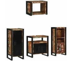 Vonios baldų rinkinys su stalčių 4 pcs Kietas atkurtas medis (Atnaujinta)