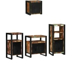 Vonios baldų rinkinys su stalčių 4 pcs Kietas atkurtas medis (Atnaujinta)