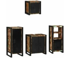 Vonios baldų rinkinys su stalčių 4 pcs Kietas atkurtas medis (Atnaujinta)