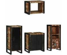 Vonios baldų rinkinys su stalčių 4 pcs Kietas atkurtas medis (Atnaujinta)