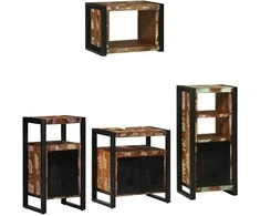 Vonios baldų rinkinys su stalčių 4 pcs Kietas atkurtas medis (Atnaujinta)
