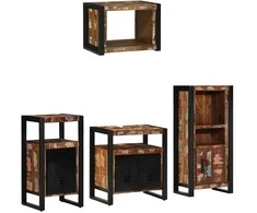 Vonios baldų rinkinys su stalčių 4 pcs Kietas atkurtas medis (Atnaujinta)