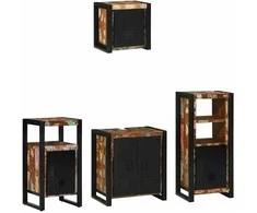 Vonios baldų rinkinys su stalčių 4 pcs Kietas atkurtas medis (Atnaujinta)