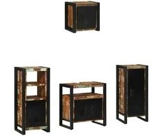 Vonios baldų rinkinys su stalčių 4 pcs Kietas atkurtas medis (Atnaujinta)