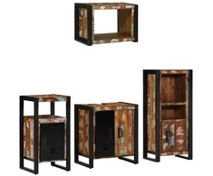 Vonios baldų rinkinys su stalčių 4 pcs Kietas atkurtas medis (Atnaujinta)