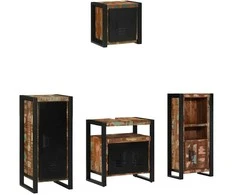 Vonios baldų rinkinys su stalčių 4 pcs Kietas atkurtas medis (Atnaujinta)
