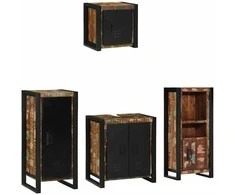 Vonios baldų rinkinys su stalčių 4 pcs Kietas atkurtas medis (Atnaujinta)